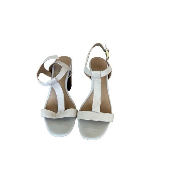 Calvin Klein Womens Cream Leather Open Toe T Strap Block Heel Sandal Size 40 - Picture 7 of 8